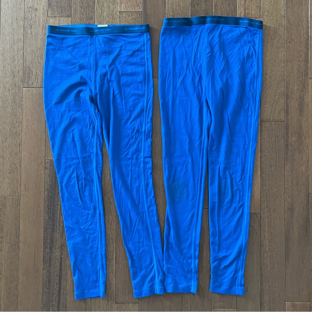 Kids Icebreaker 100% merino wool blue leggings size 14